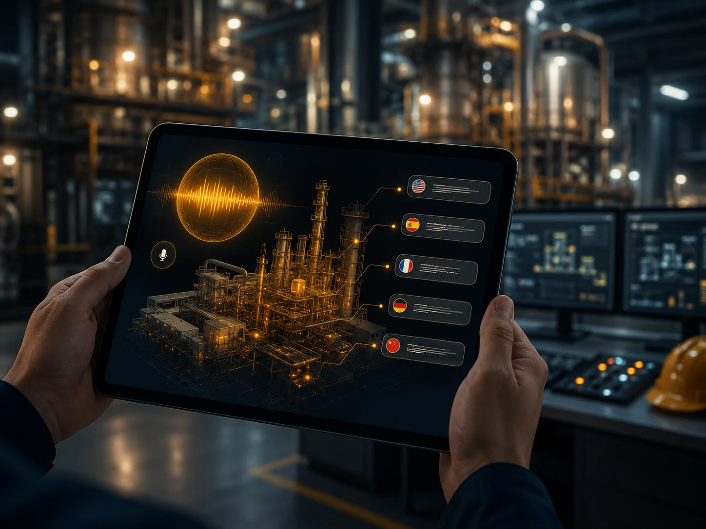 Delfi industrial copilot with multilingual voice interface and live digital twin context